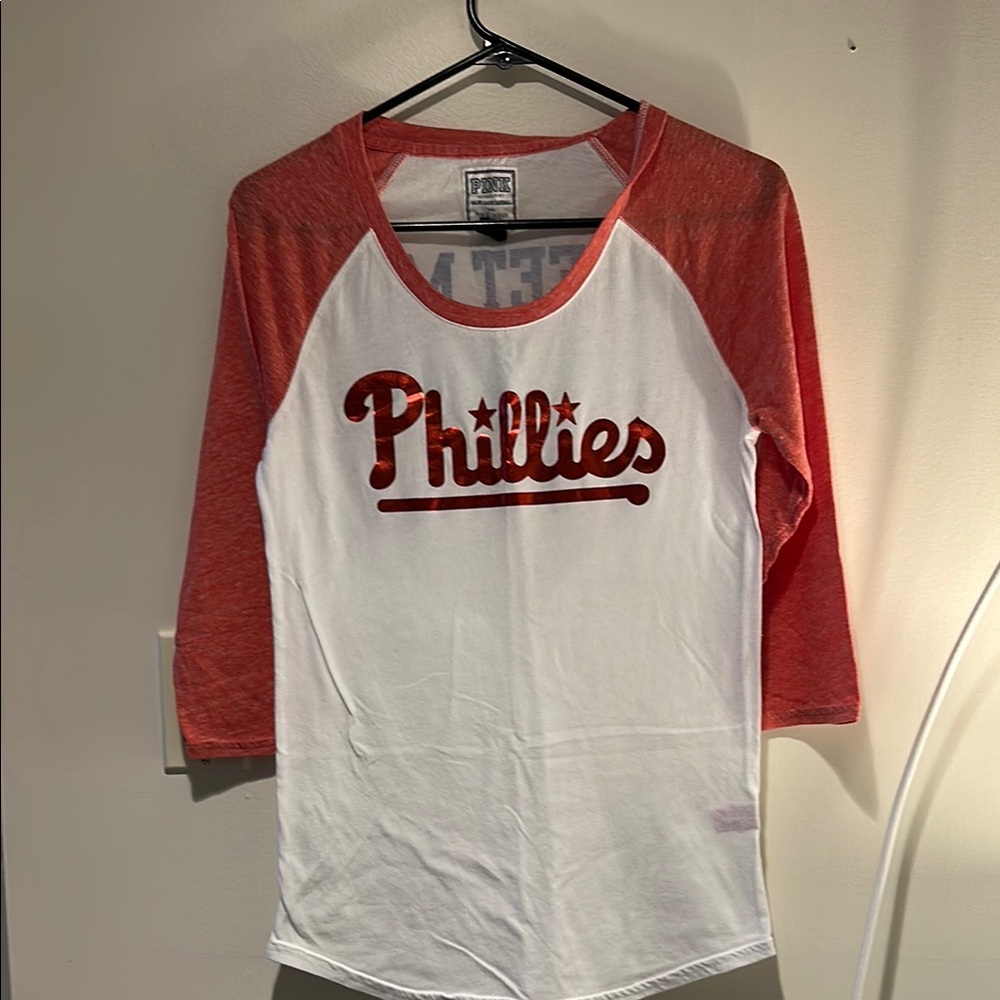 5th & Ocean and Pink by Victoria Secret  Phillies Red and White Long 3/4 sleeve